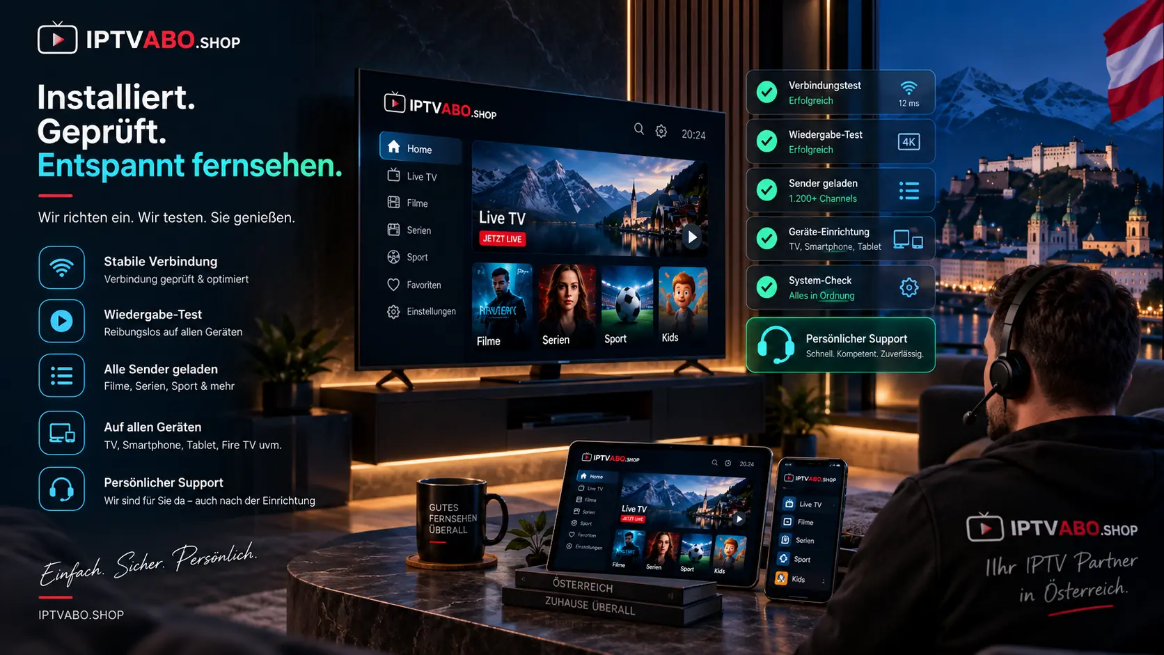 IPTV einrichten mit Support, Verbindungstest und Wiedergabeprüfung in Österreich