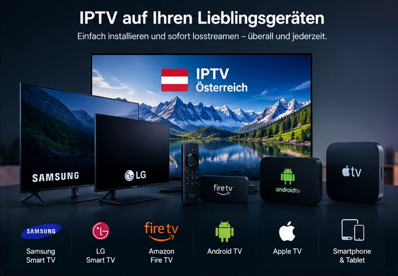 IPTV Österreich auf Smart TV, Fire TV, Android TV, Apple TV und weiteren Geräten